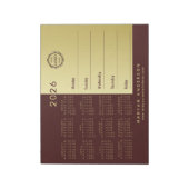 Dark-red gold design,Logo or Photo calendar, Notitieblok (Linkerzijde)