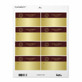 Dark-red gold design,Logo or Photo in gold circle, Etiket (Full Sheet)