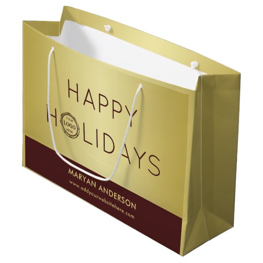 Dark-red gold design,Logo or Photo in gold circle, Groot Cadeauzakje (Voorkant Gekanteld)