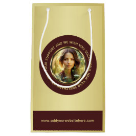 Dark-red gold design,Logo or Photo in gold circle, Klein Cadeauzakje