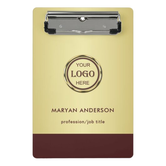 Dark-red gold design,Logo or Photo in gold circle, Mini Klembord (Voorkant)