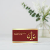 Dark Red Gold Justice Scale advocaat Visitekaartje (Staand voorkant)