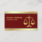 Dark Red Gold Justice Scale advocaat Visitekaartje (Voorkant)