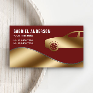 Dark Red Gold Luxe Autohuur Chauffeur Visitekaartje