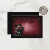 Dark Red Gothic AlternativeHalloween wedding Notitiekaartje (Voorkant / Achterkant in situ)