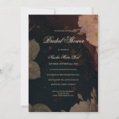 Dark Red Gothic Boho Floral Bridal Shower Kaart (Voorkant)