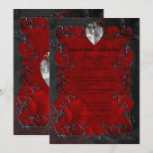 Dark red Gothic Halloween wedding Invitation Kaart (Voorkant / Achterkant)
