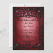 Dark Red Gothic Halloween wedding invitation Kaart (Voorkant)