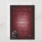 Dark Red Gothic Halloween wedding invitation Kaart (Voorkant)