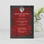 Dark red Gothic Halloween wedding Invitation Kaart (Staand voorkant)