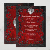 Dark red Gothic Halloween wedding Invitation Kaart (Voorkant / Achterkant)