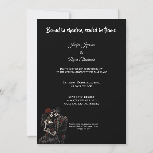 Dark Red Gothic Halloween wedding invitation Kaart (Voorkant)
