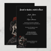 Dark Red Gothic Halloween wedding invitation Kaart (Voorkant / Achterkant)