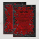 Dark red Gothic Halloween wedding Invitation Kaart (Voorkant / Achterkant)
