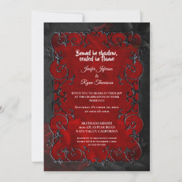 Dark red Gothic Halloween wedding Invitation Kaart