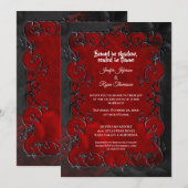 Dark red Gothic Halloween wedding Invitation Kaart (Voorkant / Achterkant)
