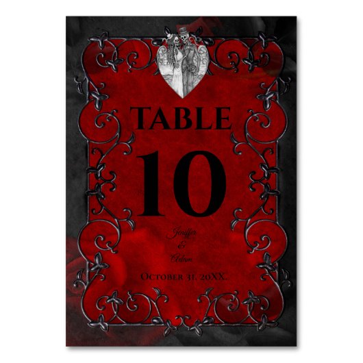 Dark Red Gothic Halloween Wedding Kaart (Voorkant)