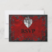 Dark red Gothic Halloween Wedding RSVP Card Kaartje (Achterkant)