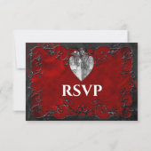 Dark red Gothic Halloween Wedding RSVP Card Kaartje (Achterkant)