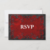 Dark red Gothic Halloween Wedding RSVP Card Kaartje (Achterkant)