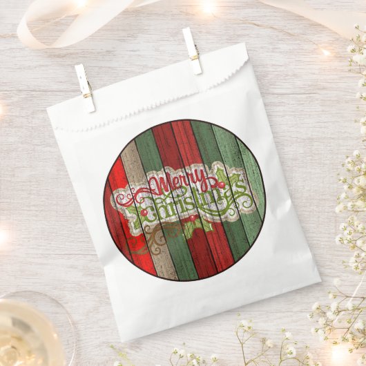 Dark Red Green Weathered Wooden Plantern Pattern Bedankzakje (Geknipt)