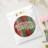 Dark Red Green Weathered Wooden Plantern Pattern Bedankzakje (Gezegeld)