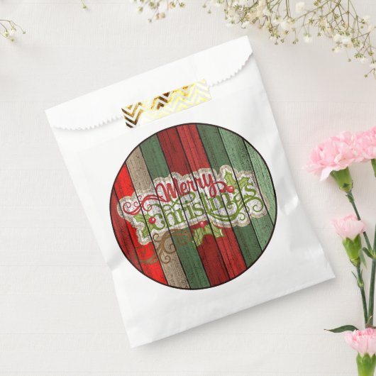 Dark Red Green Weathered Wooden Plantern Pattern Bedankzakje (Gezegeld)