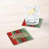 Dark Red Green Weathered Wooden Plantern Pattern Kartonnen Onderzetters (Insitu)