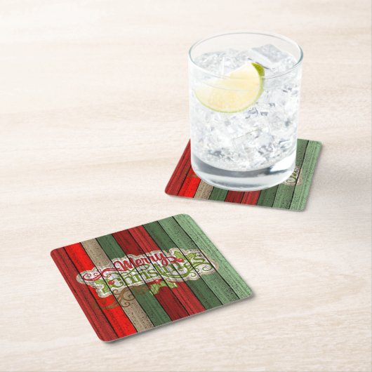 Dark Red Green Weathered Wooden Plantern Pattern Kartonnen Onderzetters (Insitu)