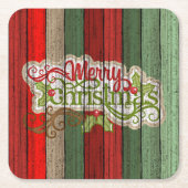 Dark Red Green Weathered Wooden Plantern Pattern Kartonnen Onderzetters (Voorkant)