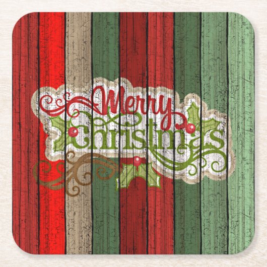 Dark Red Green Weathered Wooden Plantern Pattern Kartonnen Onderzetters (Voorkant)