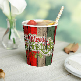 Dark Red Green Weathered Wooden Plantern Pattern Papieren Bekers