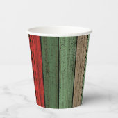 Dark Red Green Weathered Wooden Plantern Pattern Papieren Bekers (Achterkant)