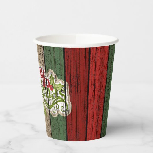 Dark Red Green Weathered Wooden Plantern Pattern Papieren Bekers (Links)