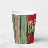 Dark Red Green Weathered Wooden Plantern Pattern Papieren Bekers (Rechts)