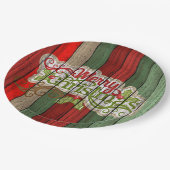 Dark Red Green Weathered Wooden Plantern Pattern Papieren Bordje (Gekanteld)