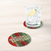 Dark Red Green Weathered Wooden Plantern Pattern Ronde Kartonnen Onderzetter (Insitu)