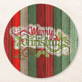 Dark Red Green Weathered Wooden Plantern Pattern Ronde Kartonnen Onderzetter (Voorkant)