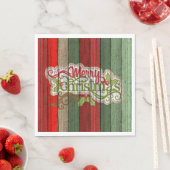 Dark Red Green Weathered Wooden Plantern Pattern Servet (Insitu)