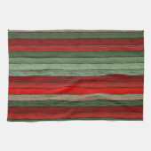 Dark Red Green Weathered Wooden Plantern Pattern Theedoek (Horizontaal)