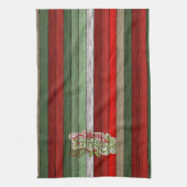 Dark Red Green Weathered Wooden Plantern Pattern Theedoek (Verticaal)