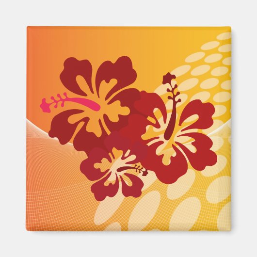 Dark Red Hibiscus Design Magneet (Voorkant)