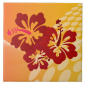 Dark Red Hibiscus Design Tegeltje (Voorkant)
