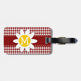 Dark Red Houndstooth; Daisy Bagagelabel