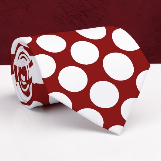 Dark Red Jumbo Polka Dots Custom Necktie Stropdas