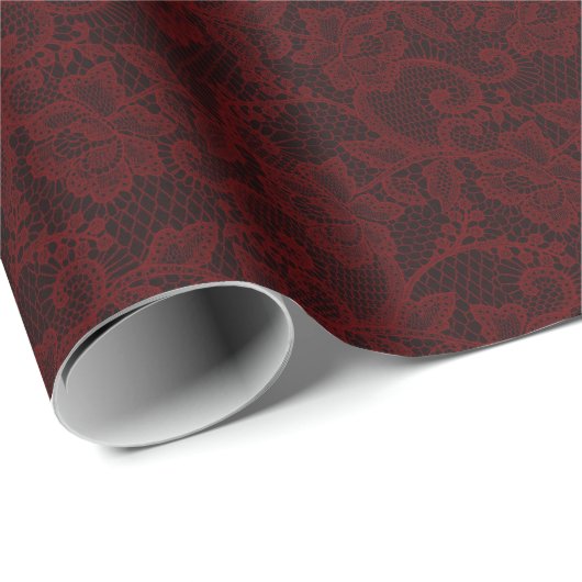Dark Red Lace Cadeaupapier (Rol Hoek)