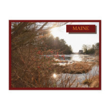 Dark Red Lake House Bossen Kittery Maine Natuur