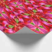 Dark Red Lily Pattern Cadeaupapier (Hoek)