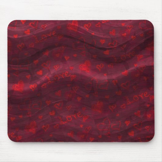Dark Red "Love" Mousepad Muismat (Voorkant)