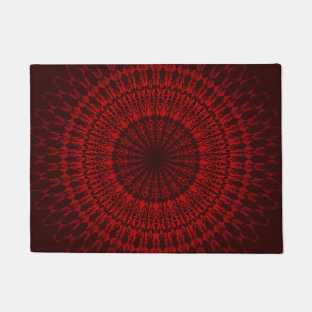 Dark Red Mandala Pattern Deurmat (Voorkant)